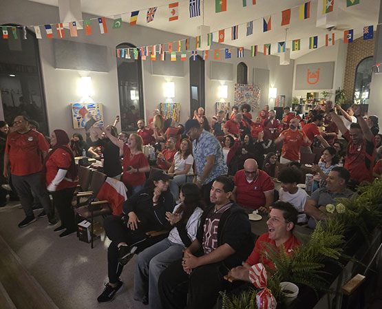 Crowd watching World Cup together