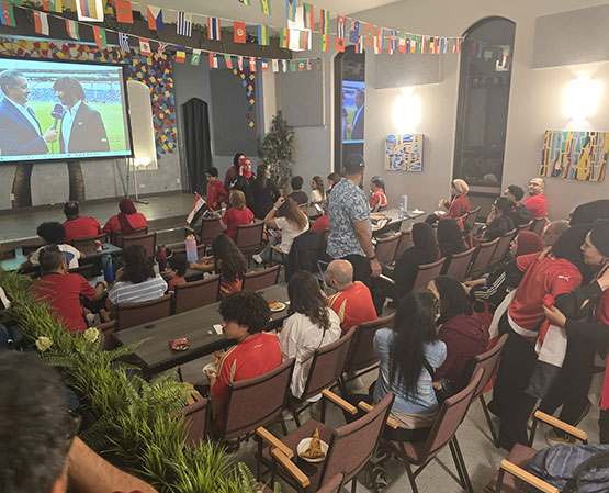 Crowd watching World Cup together